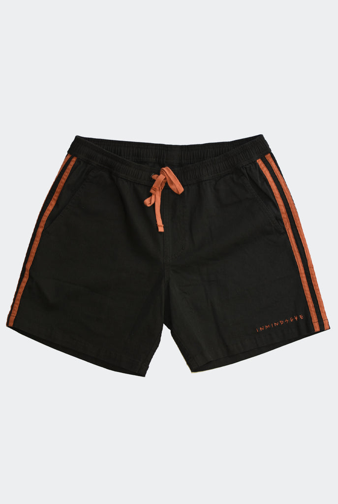 BAD SPORT BEACH SHORTS "BLACK AND RED"