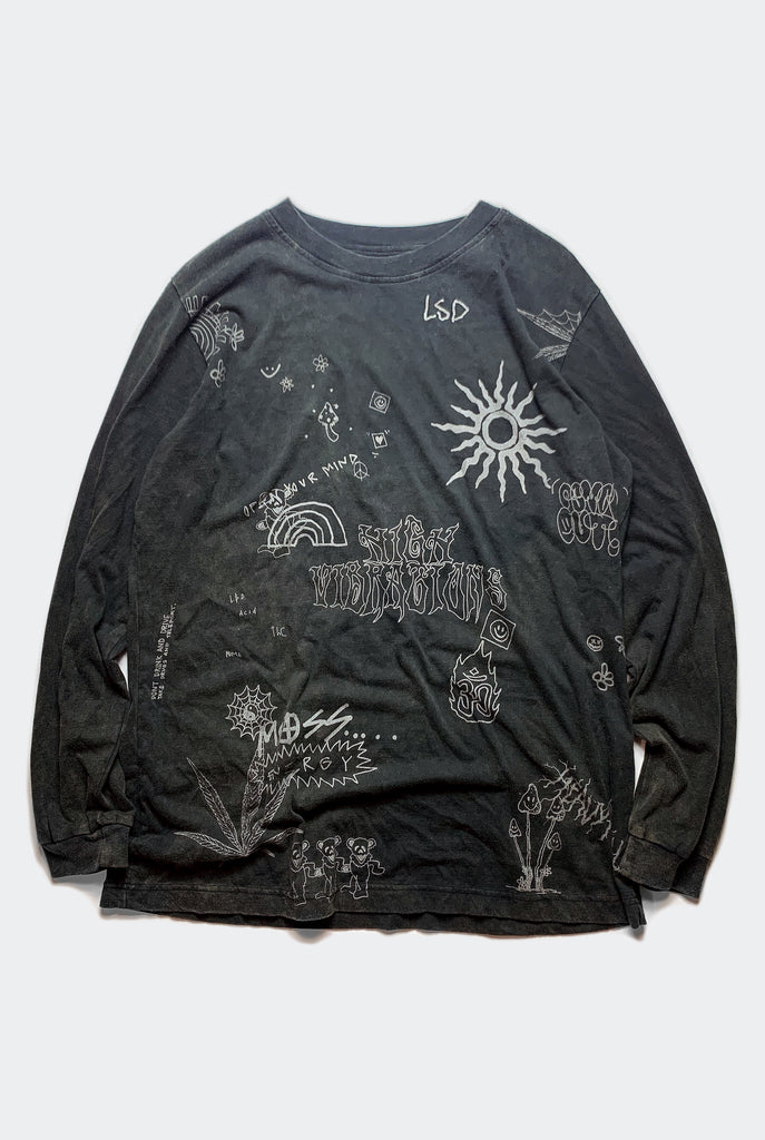 HIGH VIBES L/S TEE / WASED BLACK